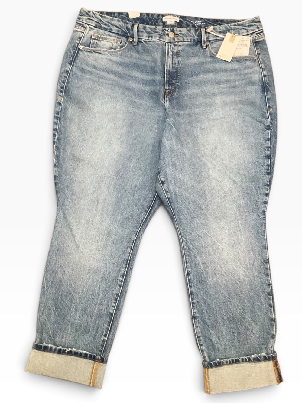 Good American Blue Jeans Mid Rise Good Classic Slim Rolled Cuffs Size 18 NWT